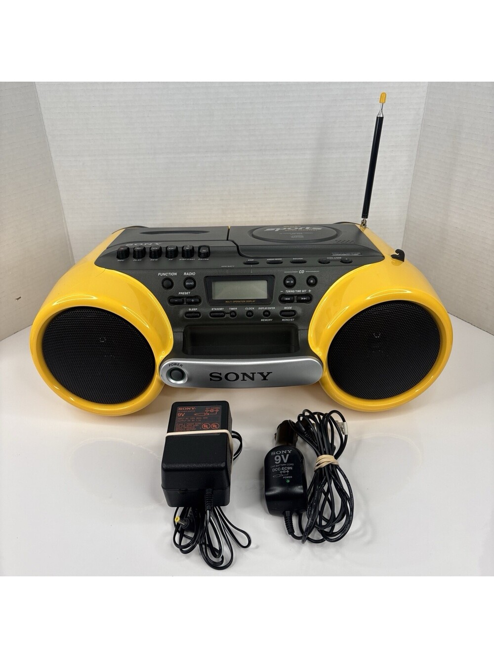 Sony CFD-980 Sports Yellow Boombox CD Cassette Player Radio 90s Tested READ